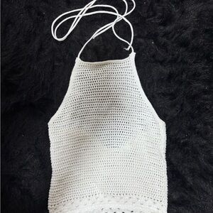Mango Ivory Crochet Halter Camisole